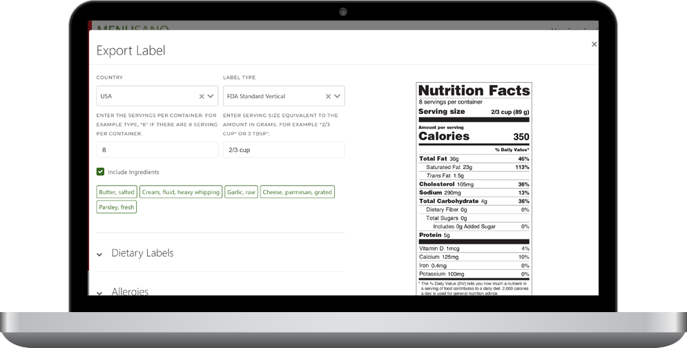 Export Label View