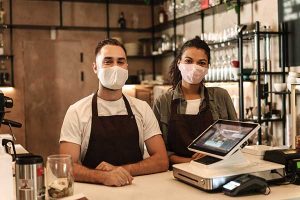 Coffee Shop Owners with Face Masks On