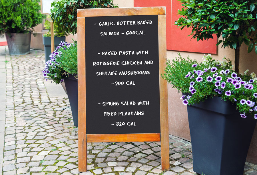 Menu Blackboard with Calories